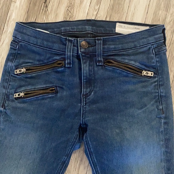 RAG & BONE Denim Skinny Jeans Zip Detail in color Mercer Sz 25 $298 - Picture 4 of 12